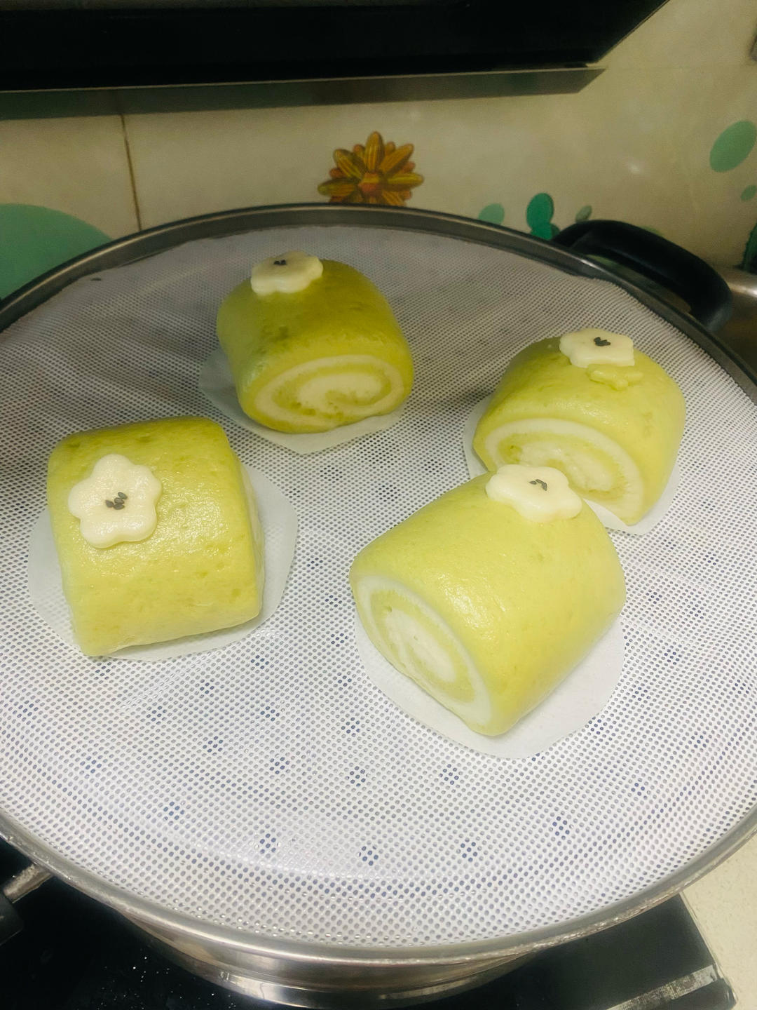 菠菜奶香双色馒头（一次发酵简易版）