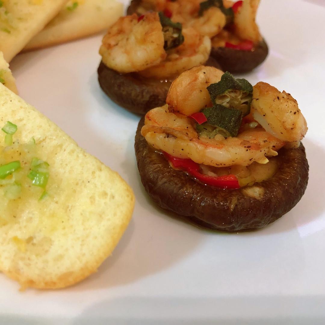 虾仁时蔬烤蘑菇