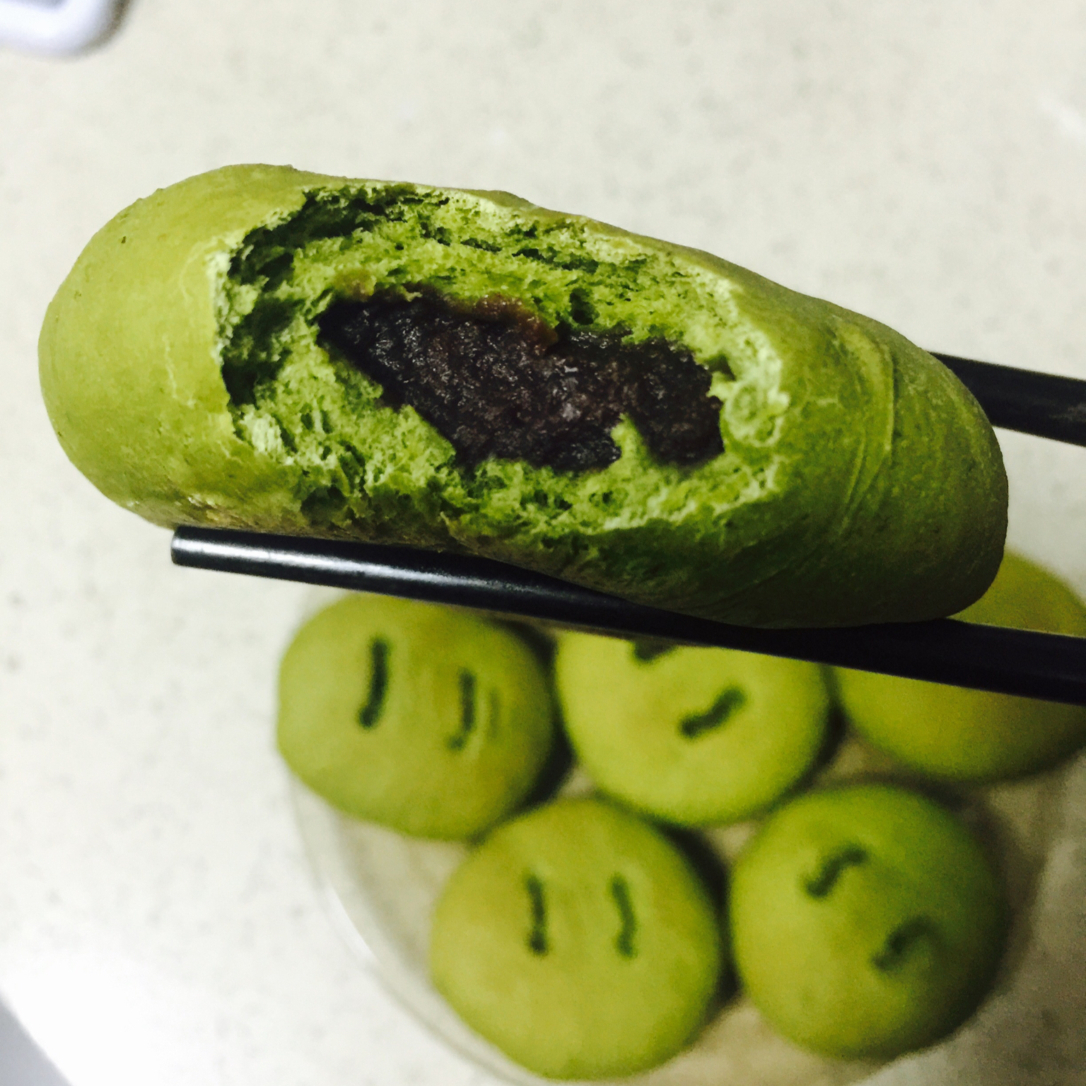 抹茶豆沙小面包（无油脂）