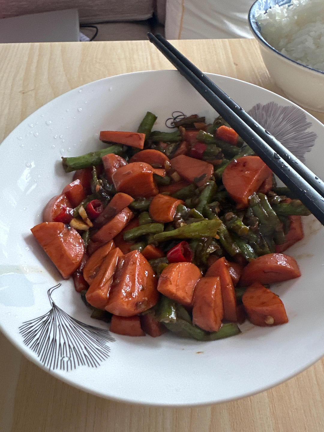 豇豆辣椒炒火腿