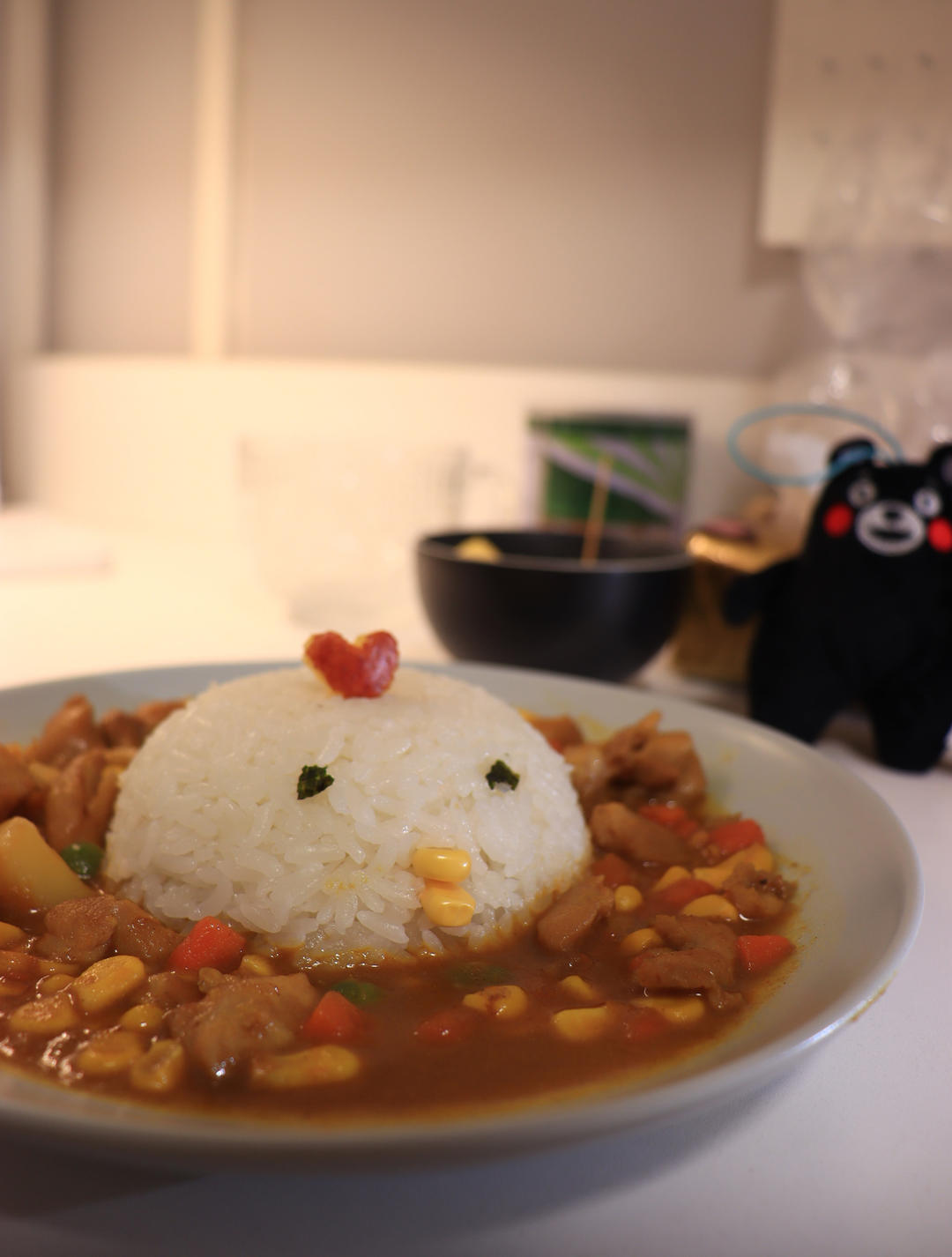 人见人爱花见花开🐤         三只小鸡日式咖喱饭