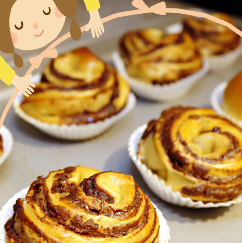 手揉甜面包～豆沙千层包和豆沙卷