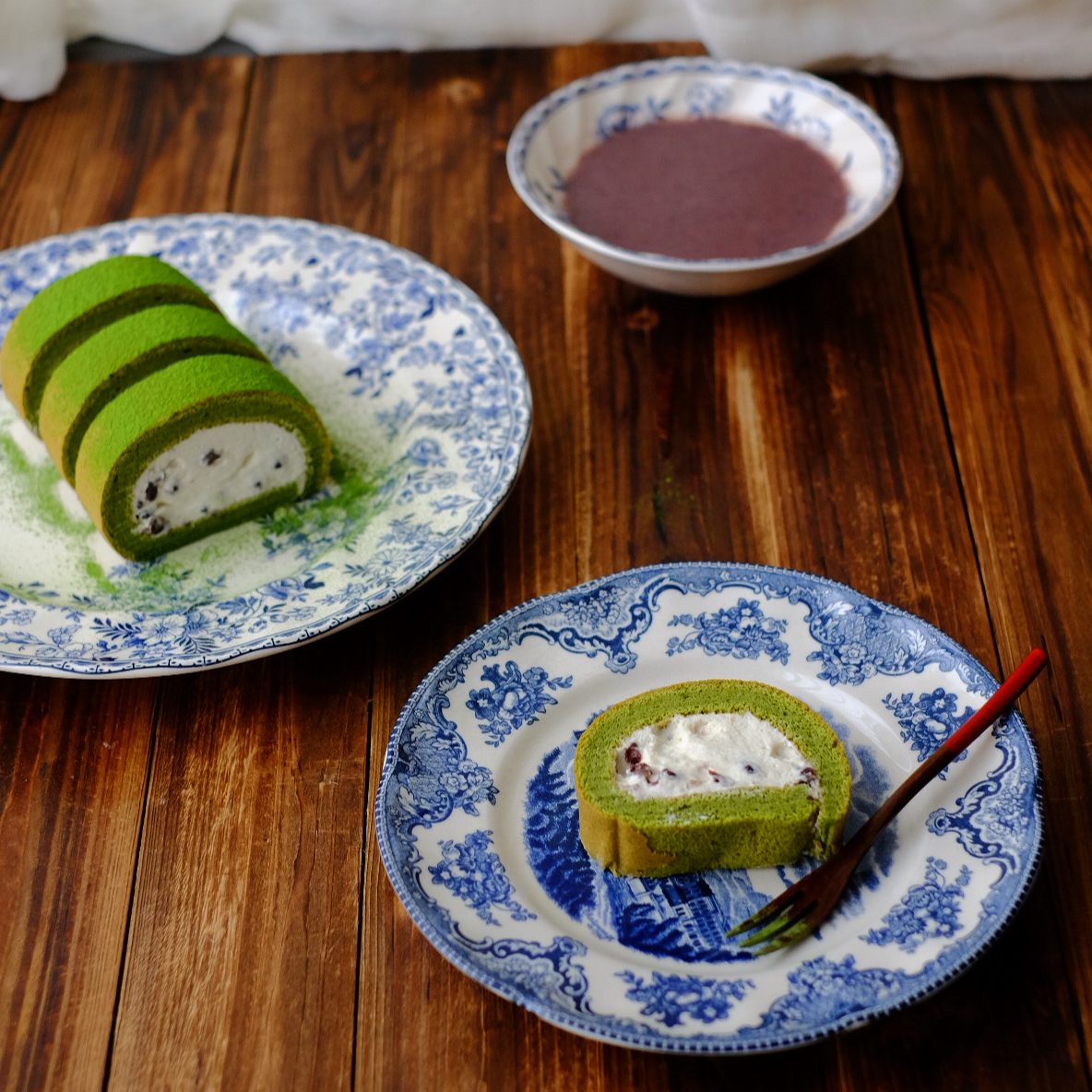抹茶红豆蛋糕卷（福田淳子版）