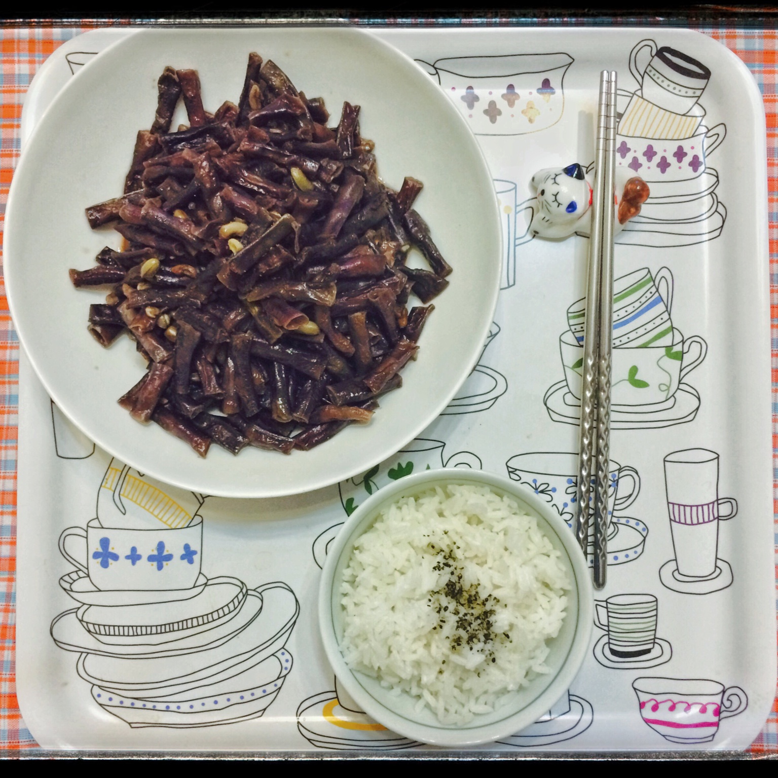 蒜炒豇豆（长豆角）