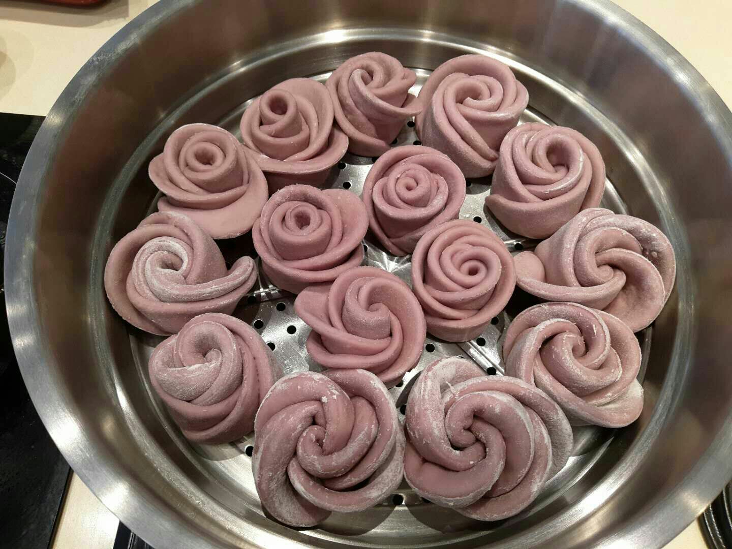 紫薯玫瑰花包的做法