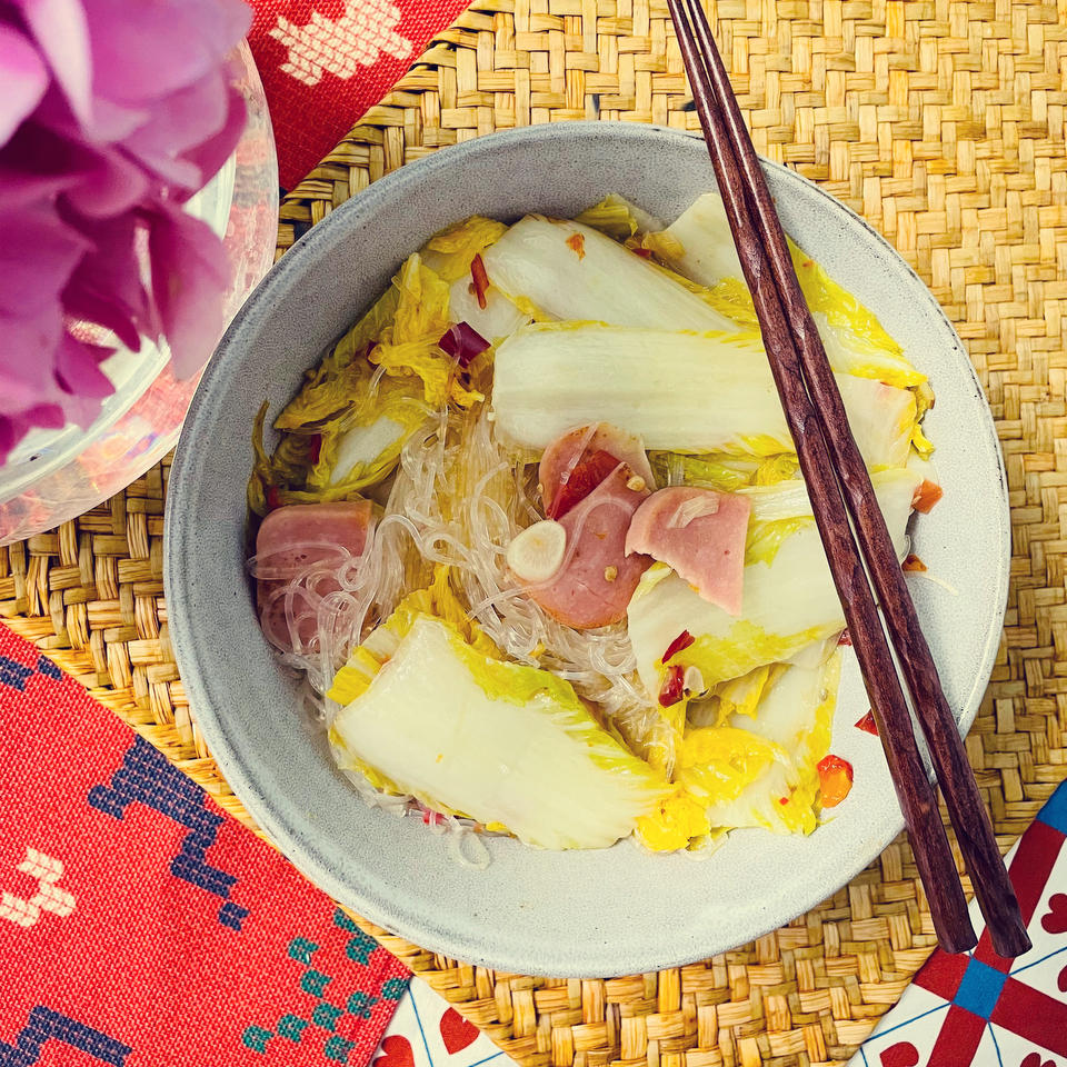 娃娃菜粉丝煲，低卡又鲜美