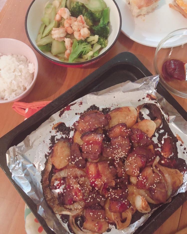 烤箱版土豆烤五花肉
