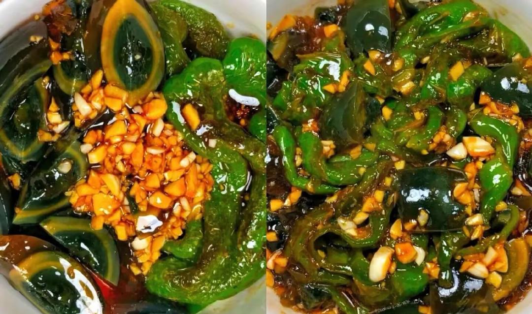 超下饭菜:  青椒皮蛋  （10分钟）