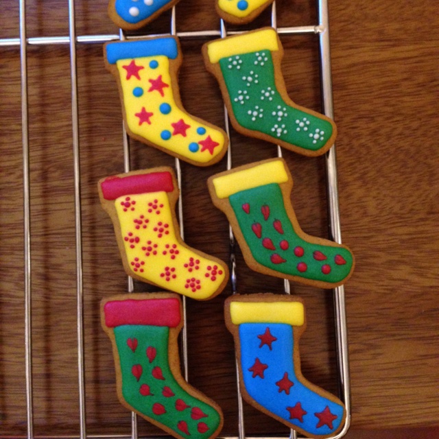 圣诞卡通糖霜饼干--圣诞老人和麋鹿