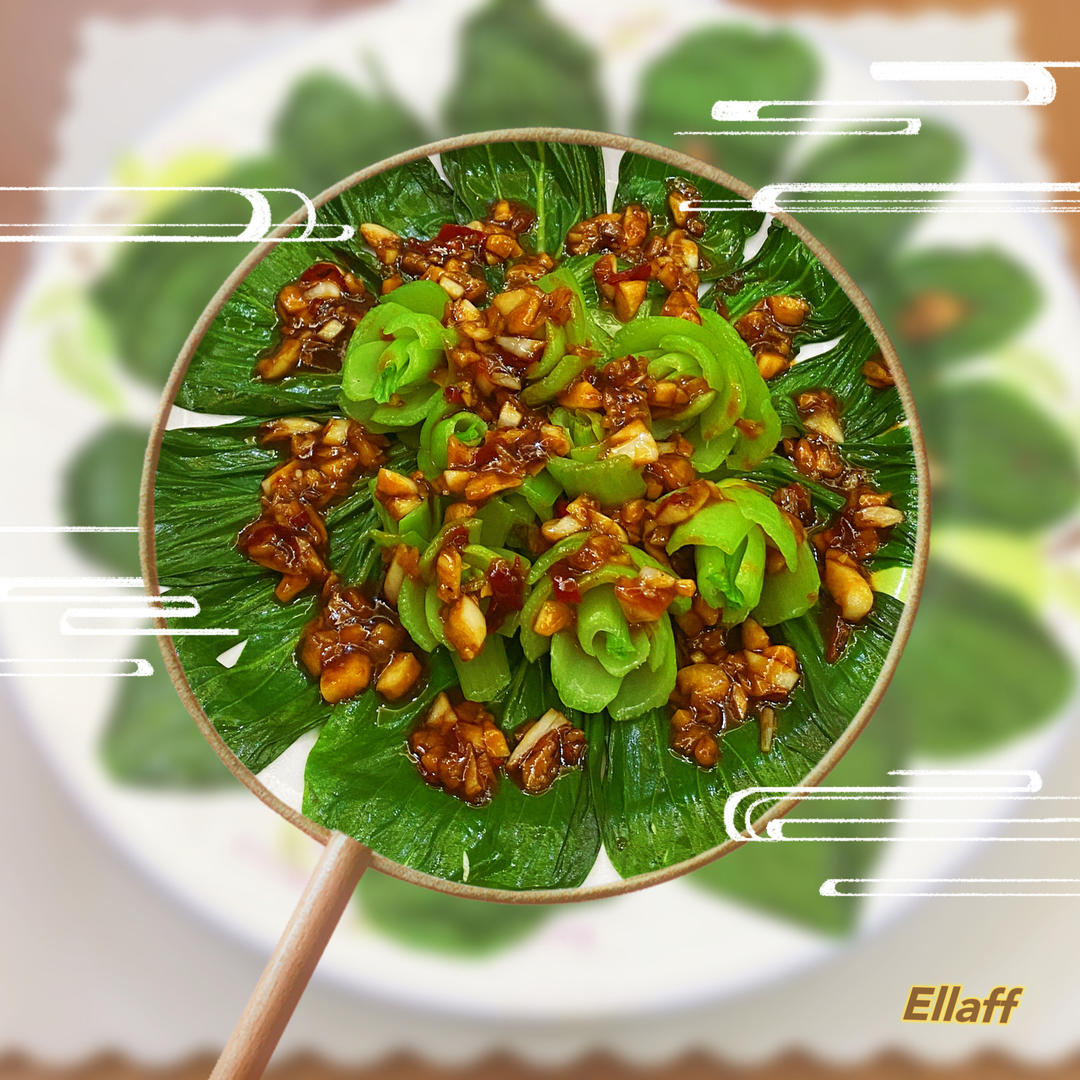 创意摆盘上海青玫瑰