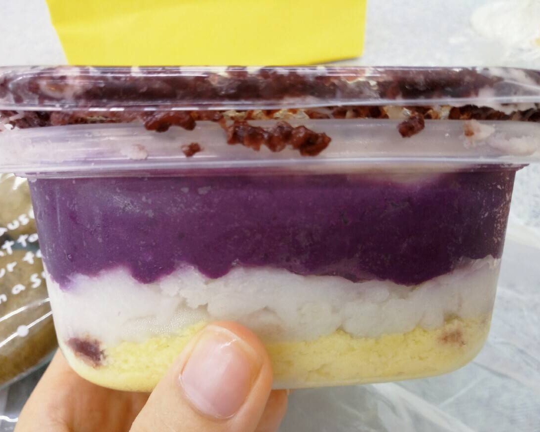 紫米芋泥麻薯紫薯酸奶蛋糕盒子的做法