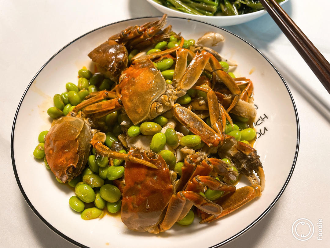 酱炒螃蟹（六月黄）毛豆