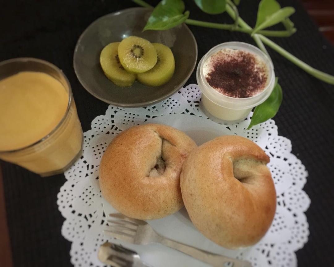 （无油）全麦黑麦贝果bagel~咬劲十足，越嚼越香