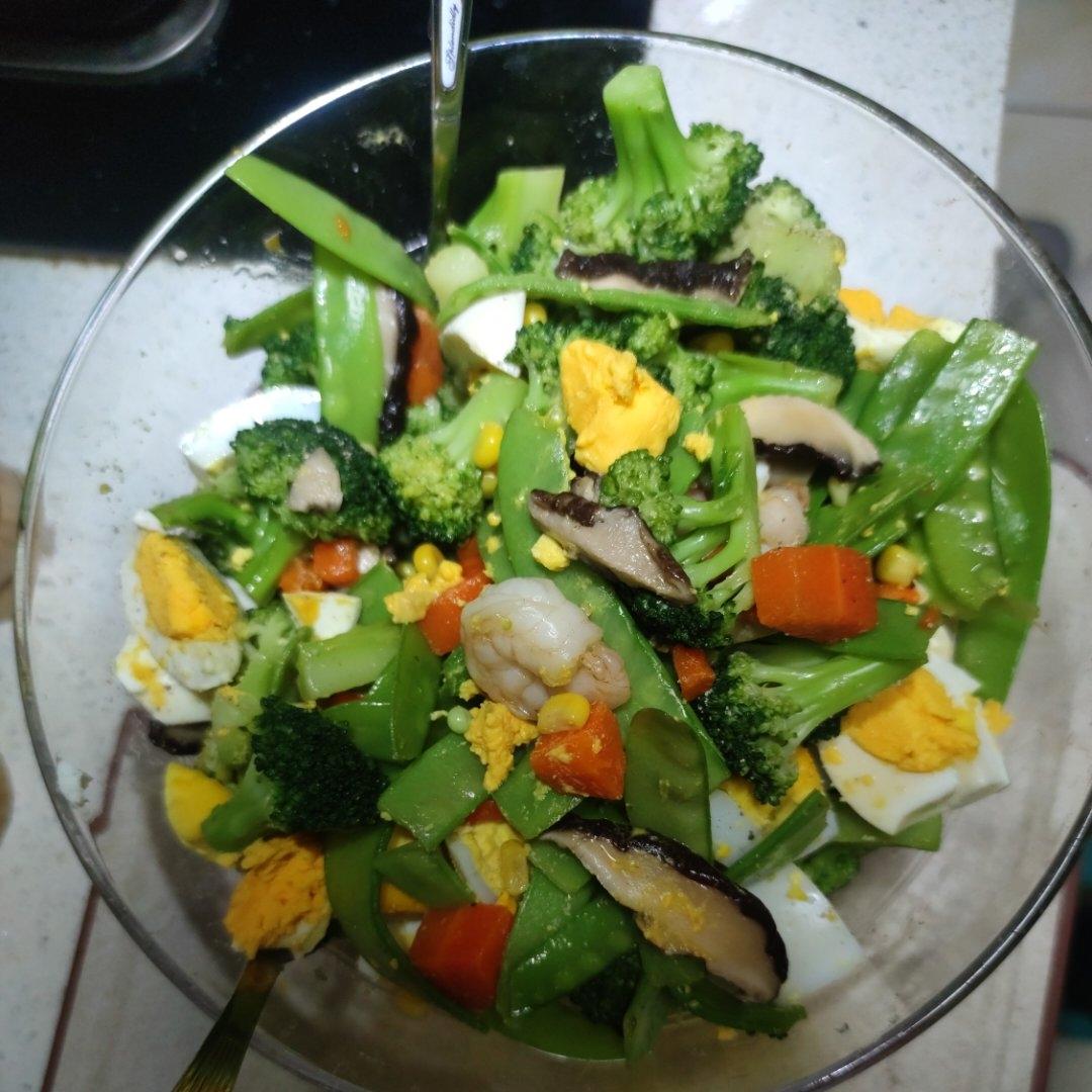 减脂餐--虾仁鸡蛋西蓝花