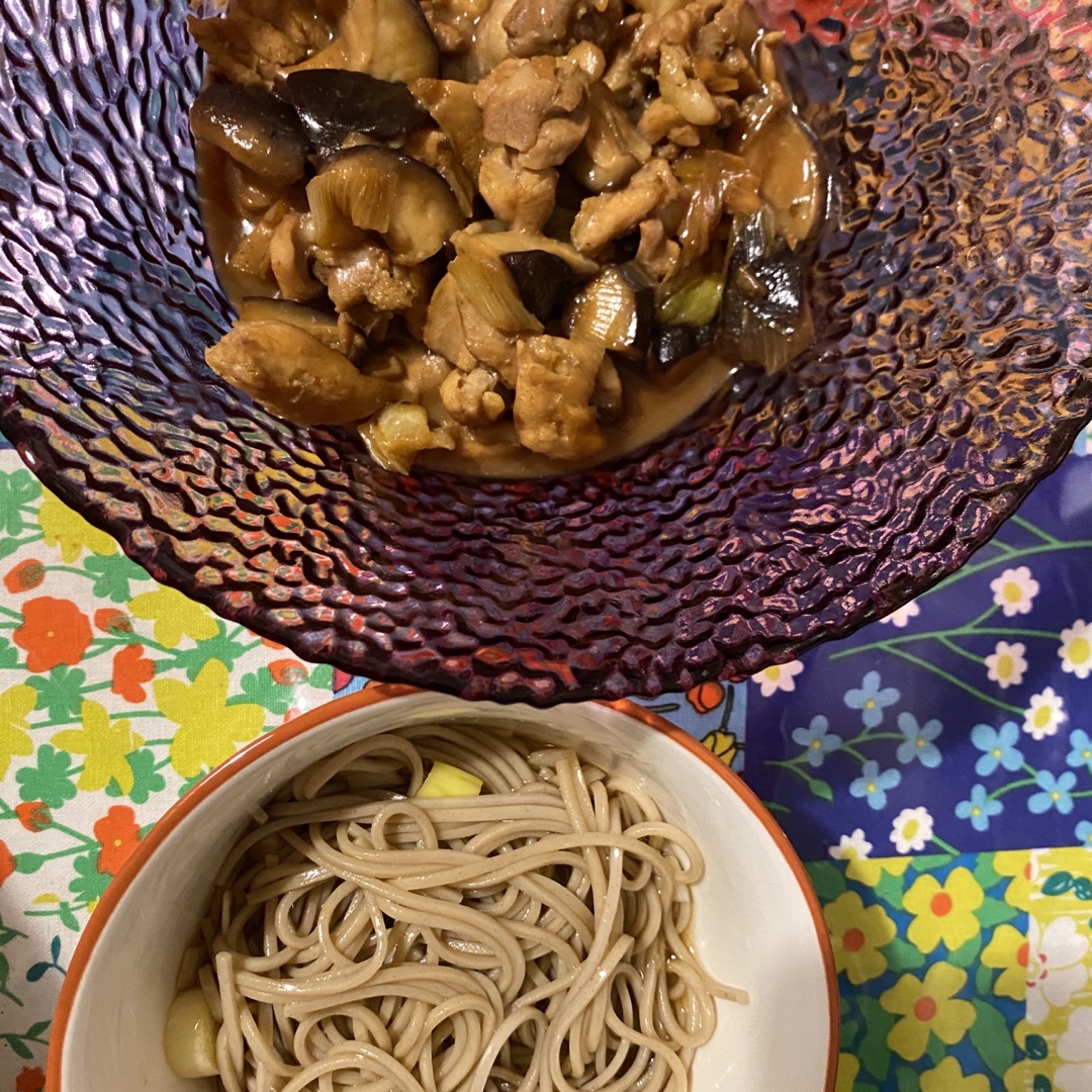 鸡肉蘑菇炖宽粉Stewed Chicken with Glass Noodles