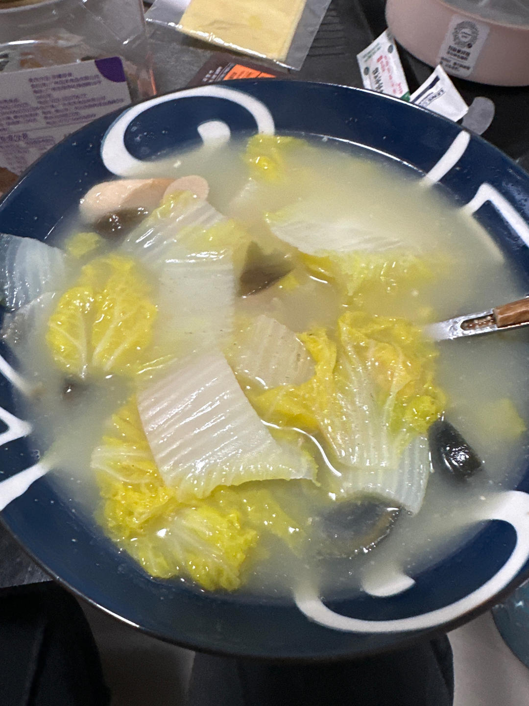 娃娃菜火腿皮蛋汤