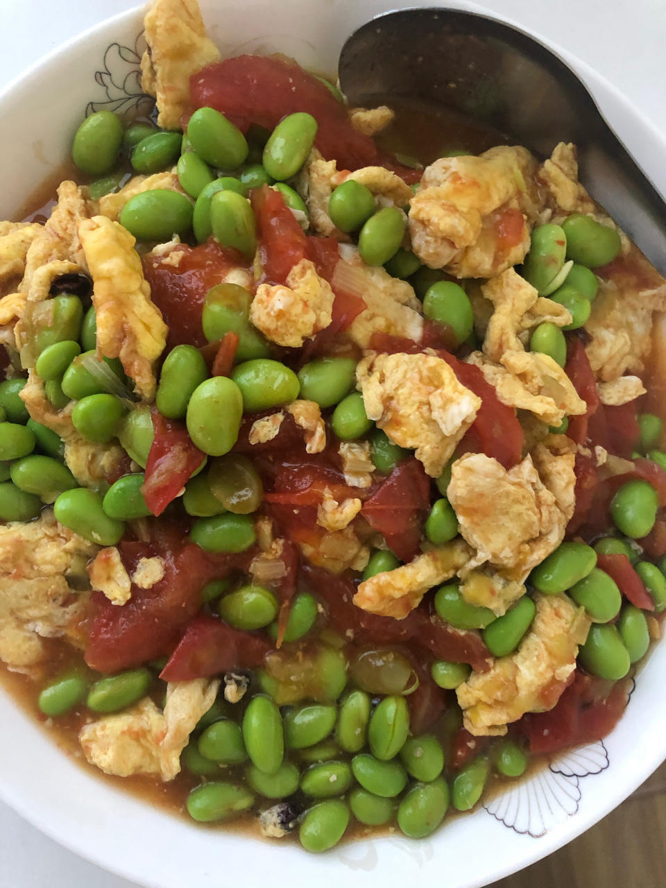 西红柿炒毛豆鸡蛋