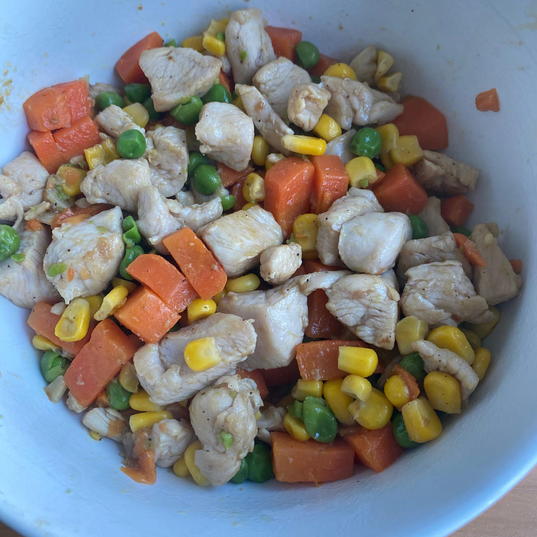 鸡胸肉炒三色蔬