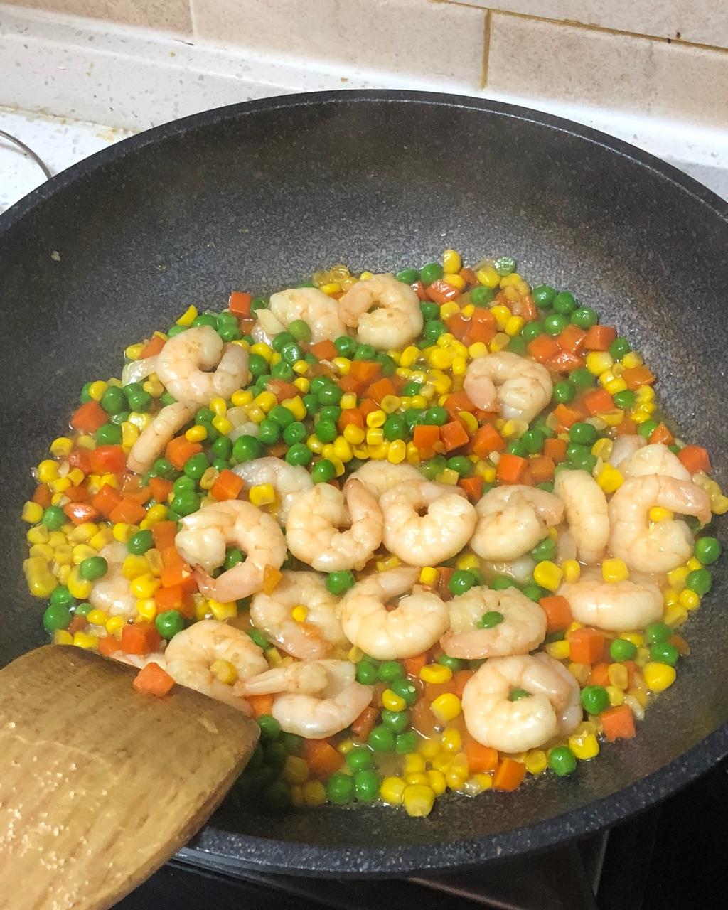 杂菜炒虾仁