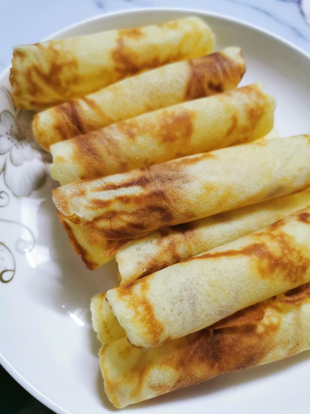 鸡蛋卷，平底锅就能做，酥到掉渣