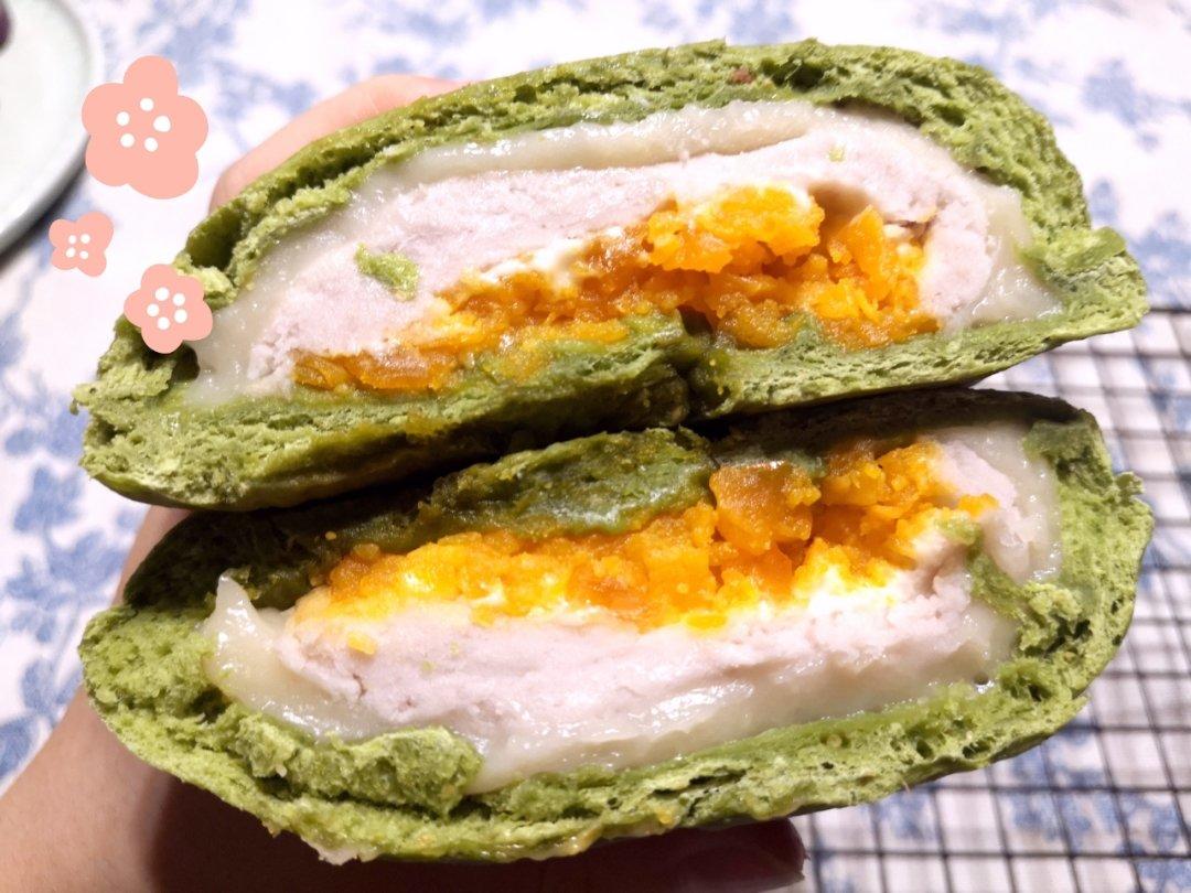 抹茶麻薯红豆软欧包