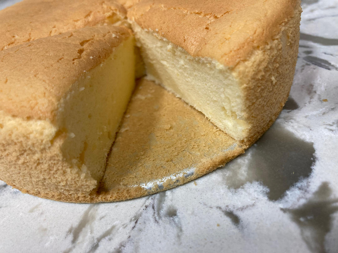 速看！2蛋6寸戚风蛋糕少油少糖/爬的高/气孔丰富大小不一/不塌陷回缩收腰～超级柔软（附8寸配方）