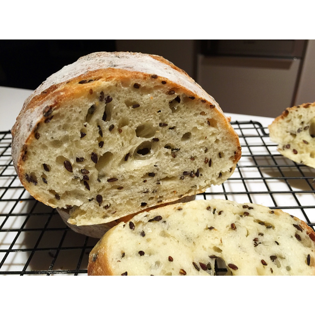 亚麻籽面包（免揉欧式面包）