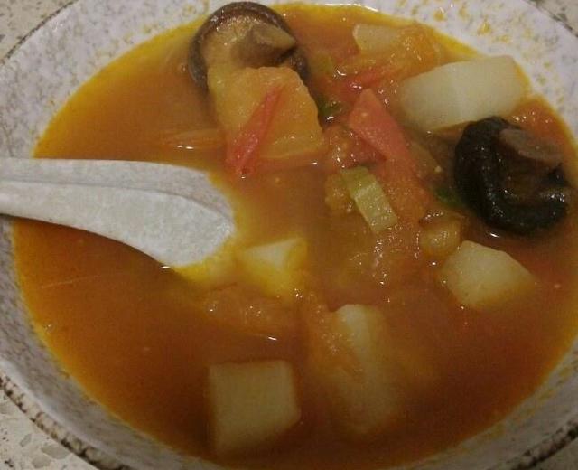 番茄白萝卜香菇汤(减肥餐)的做法