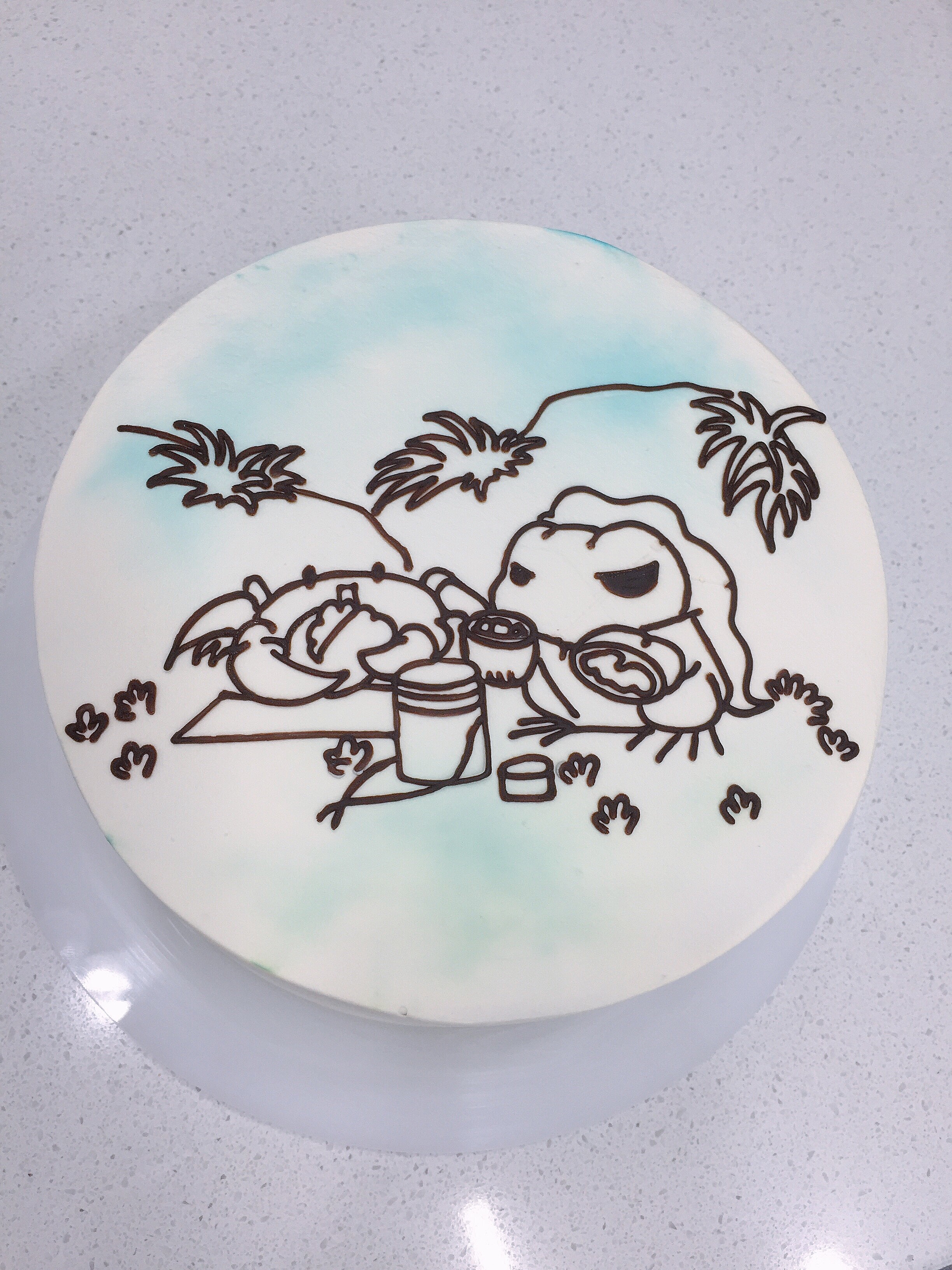 旅行青蛙淡奶油彩绘蛋糕的做法 步骤2