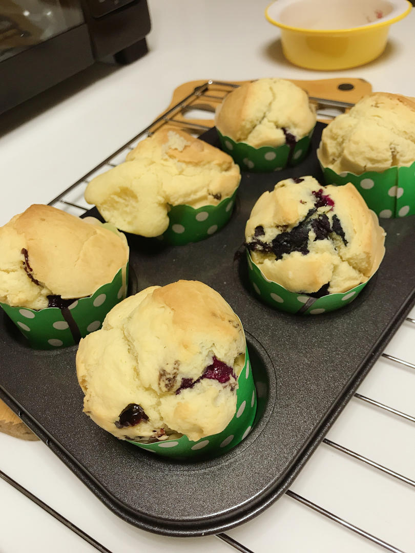 【爆浆蓝莓玛芬蛋糕】搅和几下就爆浆了～Blueberry Muffins～ | Q BAKE