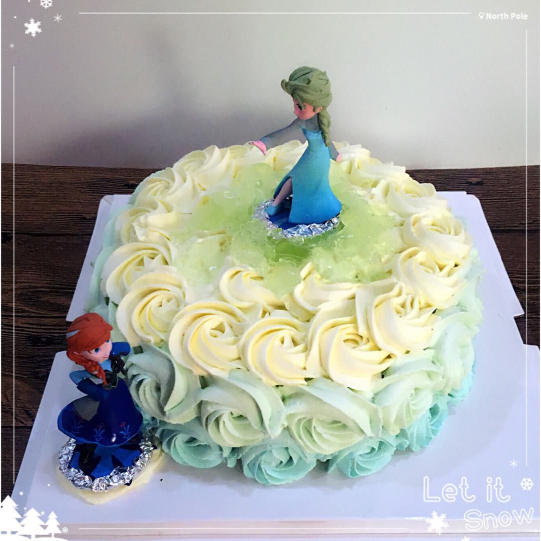 冰雪奇缘主题双层蛋糕--Frozen艾莎