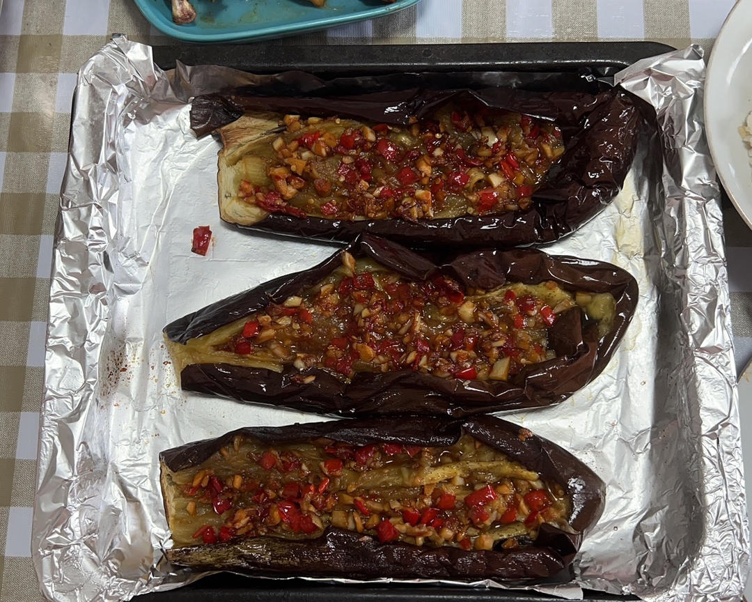 空气炸锅超简单的爆香蒜蓉烤茄子