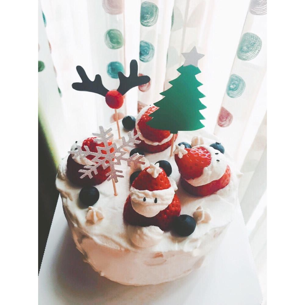 圣诞草莓雪人 红丝绒戚风裸蛋糕