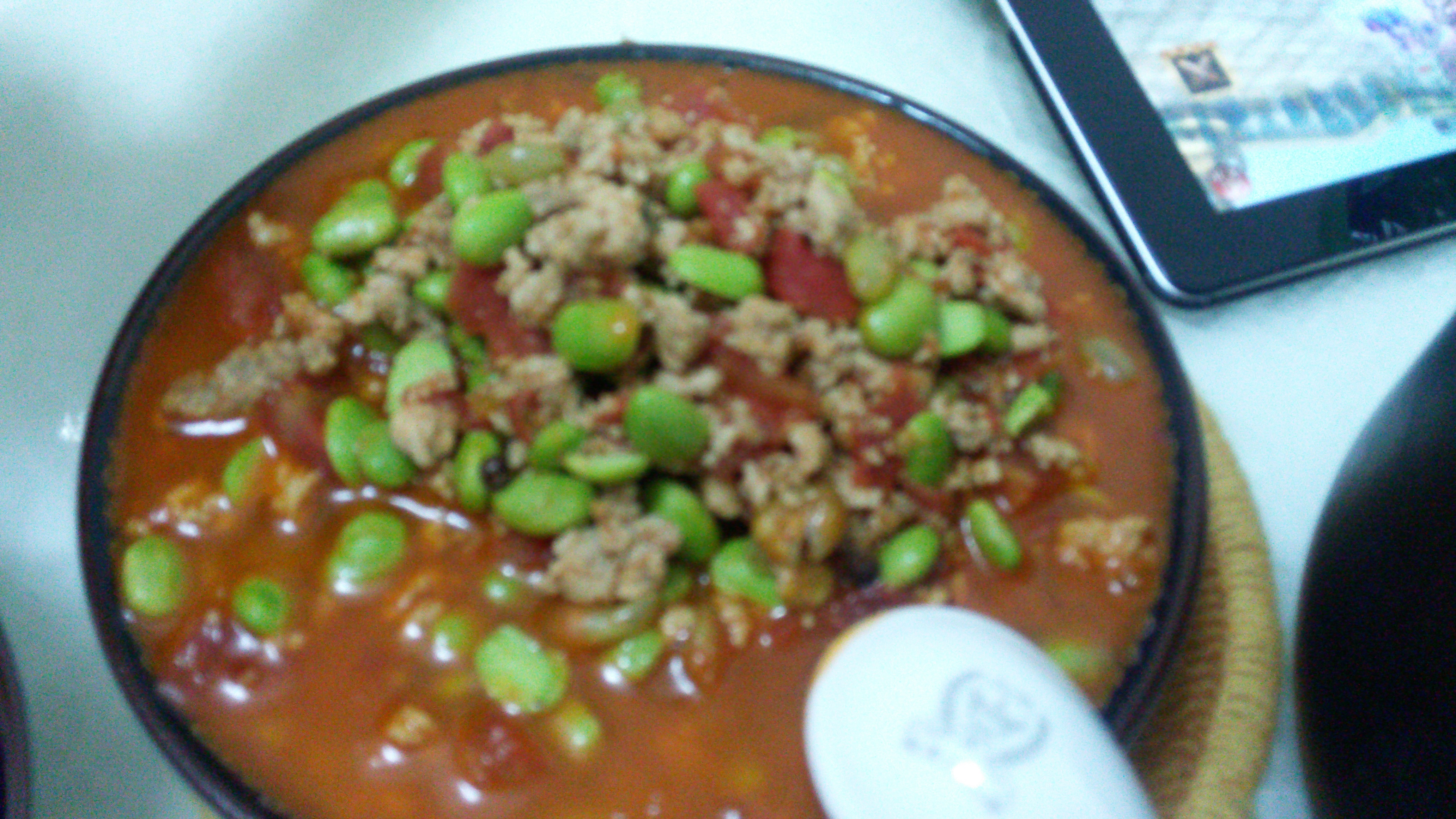 肉末番茄烧毛豆