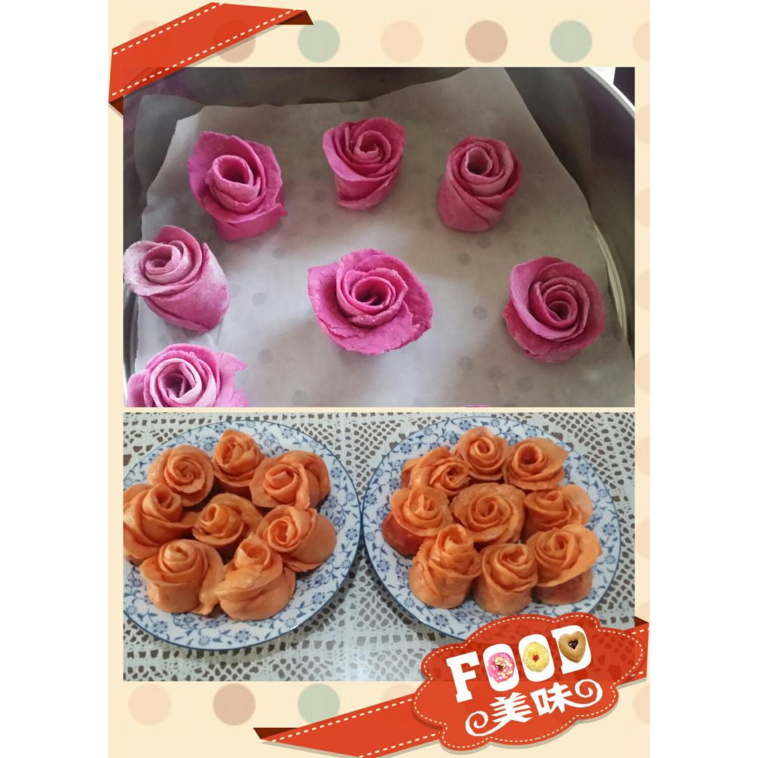 火龙果玫瑰馒头