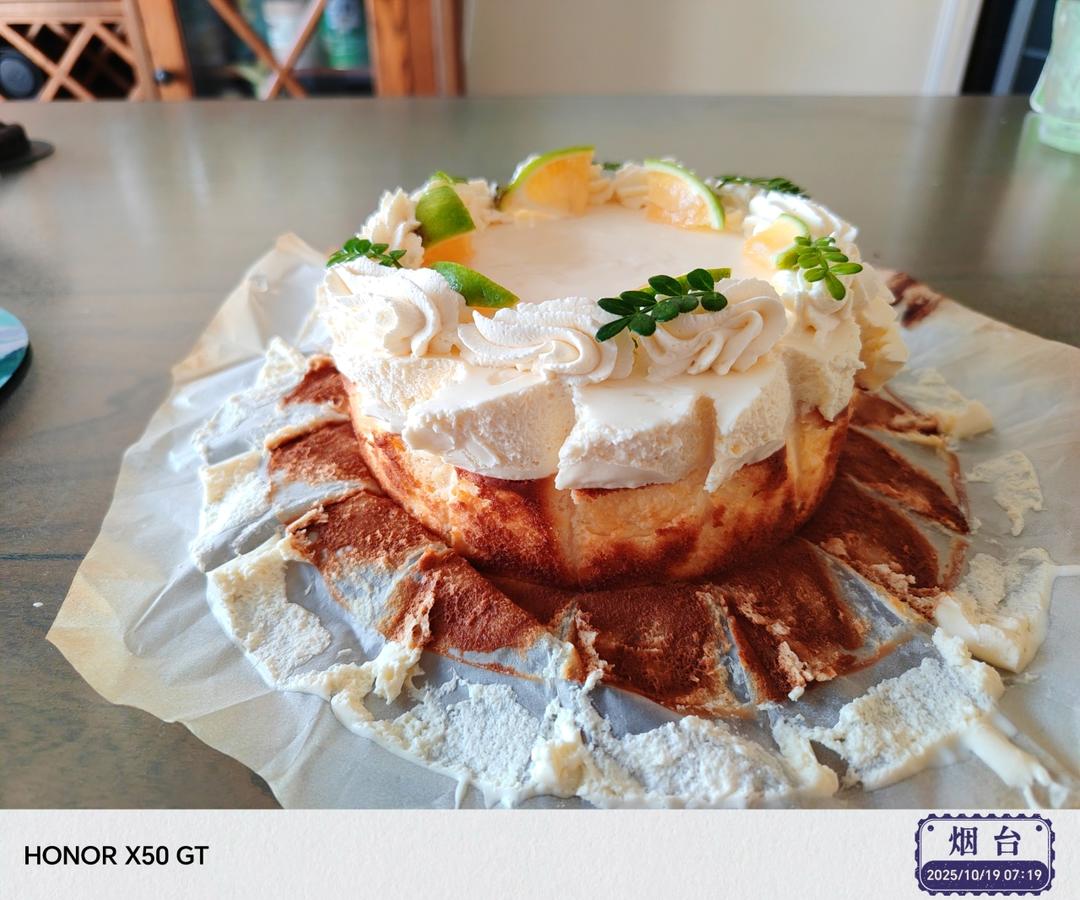 柠檬巴斯克蛋糕🍋清新的口感，好看又好吃😋