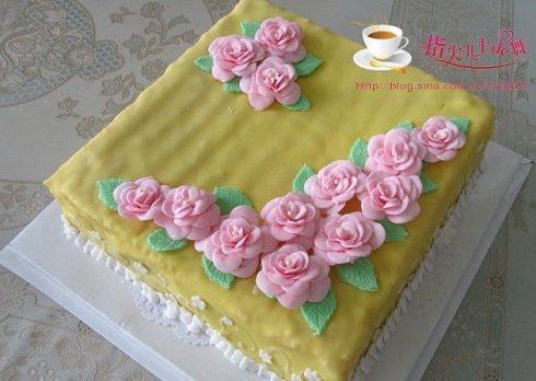 翻糖蛋糕桃花盛开的做法