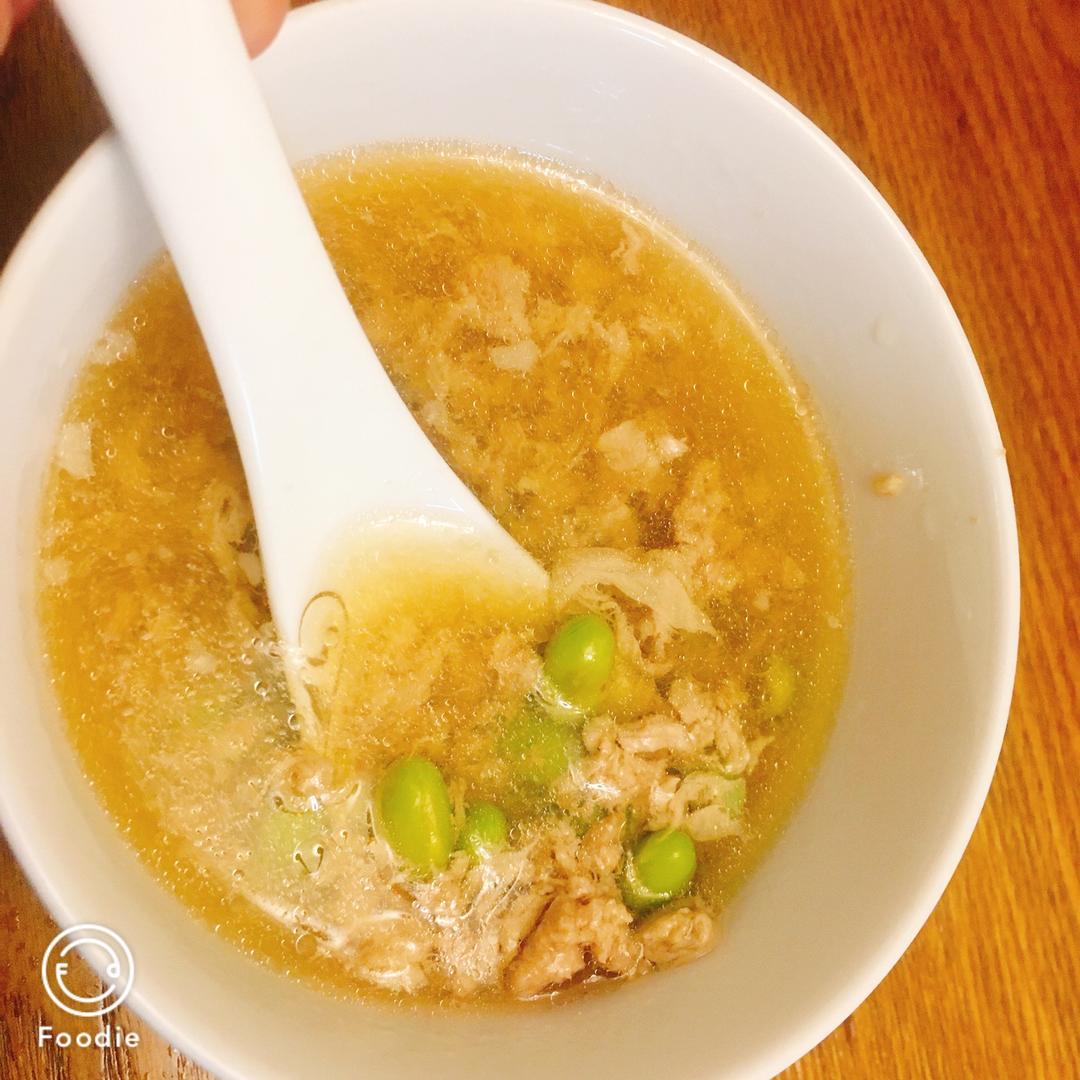干蒸肉沫毛豆米汤