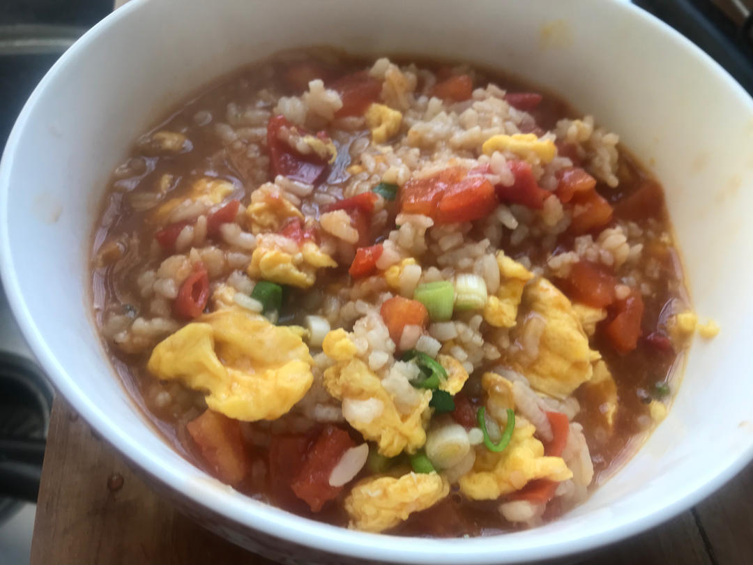 剩米饭这么做❗️连吃三碗都不够🍅番茄鸡蛋烩饭