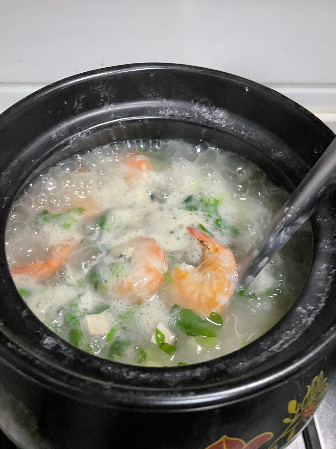 鲜虾砂锅粥