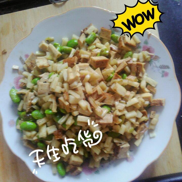 茭白香干肉丁炒毛豆