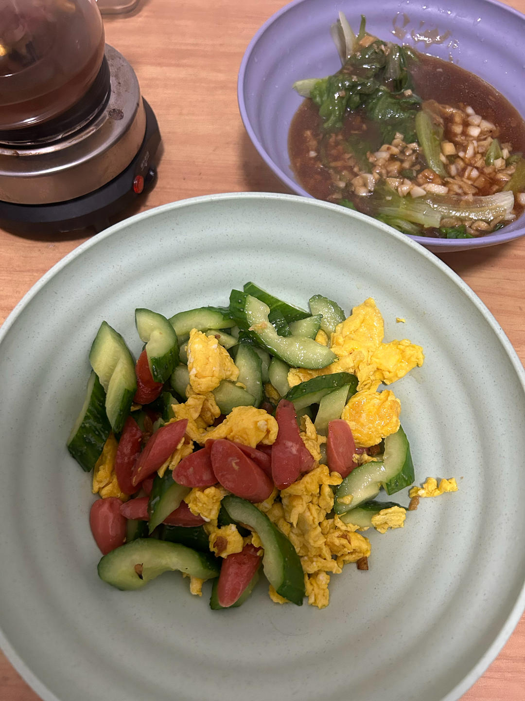 五分钟下饭菜黄瓜火腿炒鸡蛋