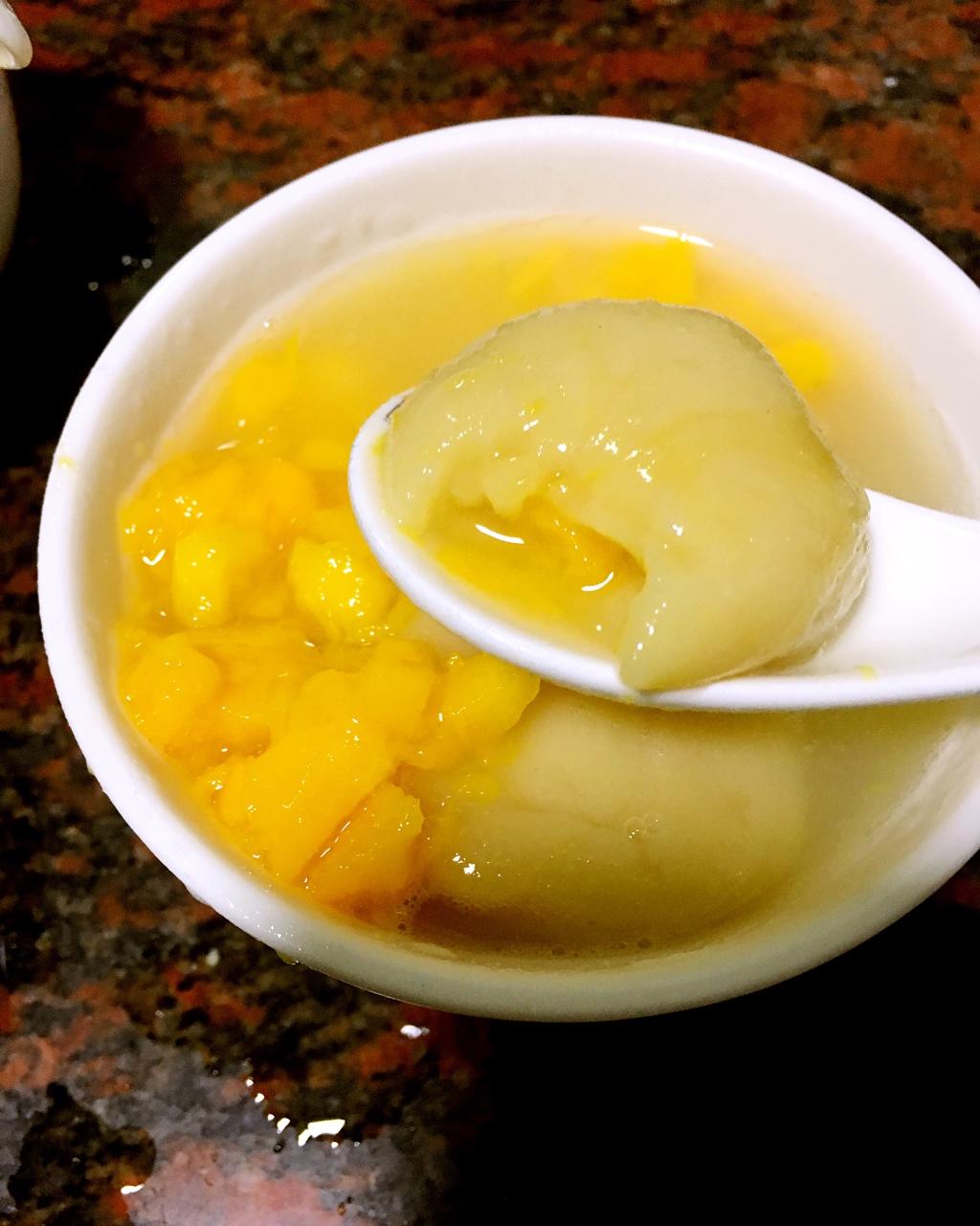 喧闹的夜晚做的冬至好味-芒果馅芒果汤圆