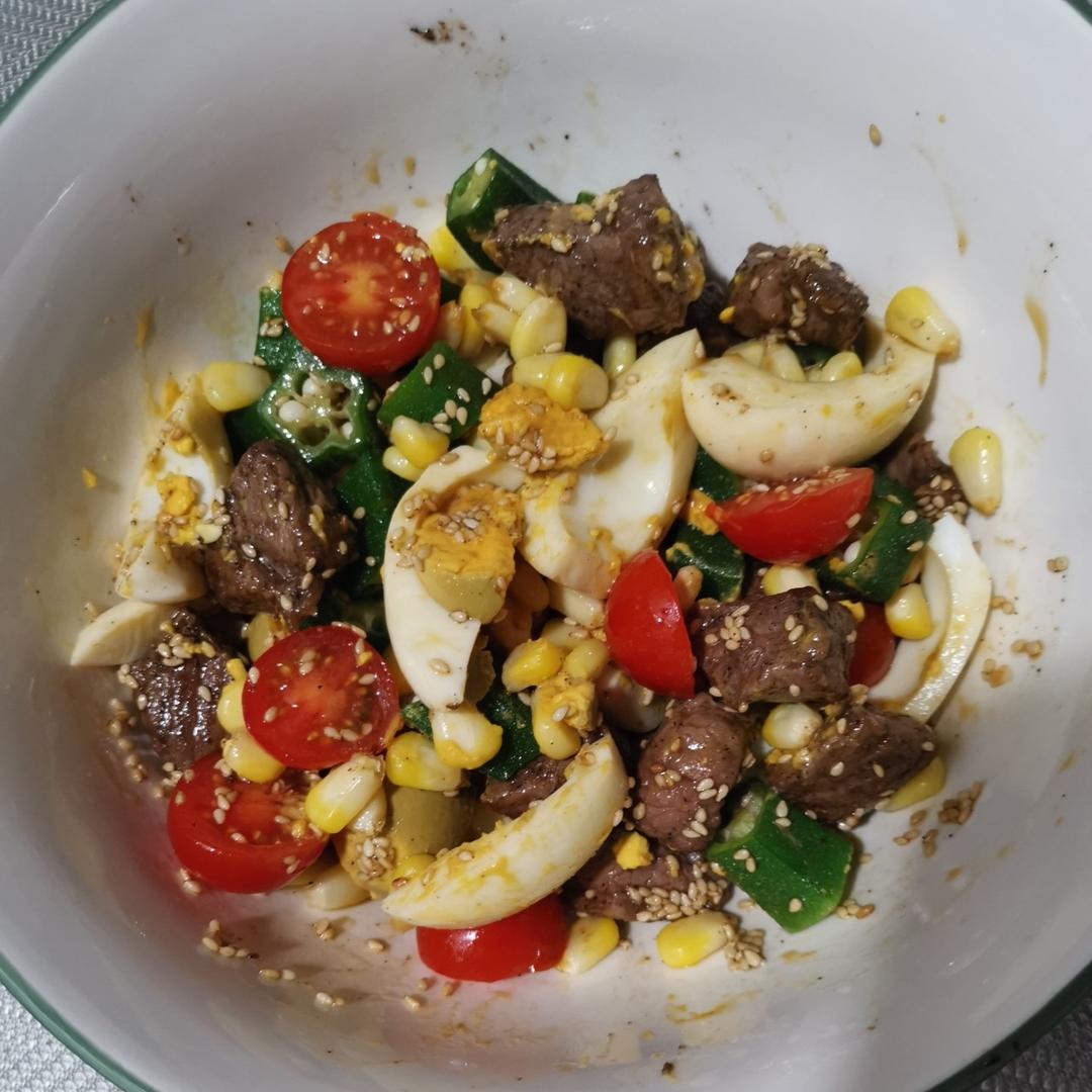 减脂餐|低卡饱腹牛排时蔬沙拉🥗好吃哭了