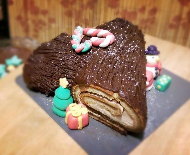 圣诞新年巧克力摩卡树根蛋糕的做法