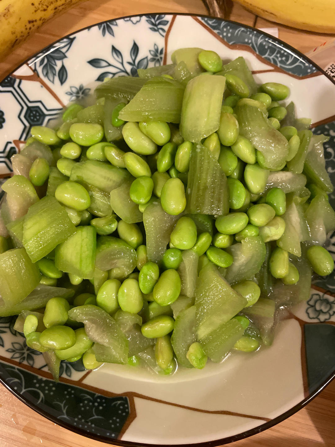 江南春天之丝瓜炒毛豆