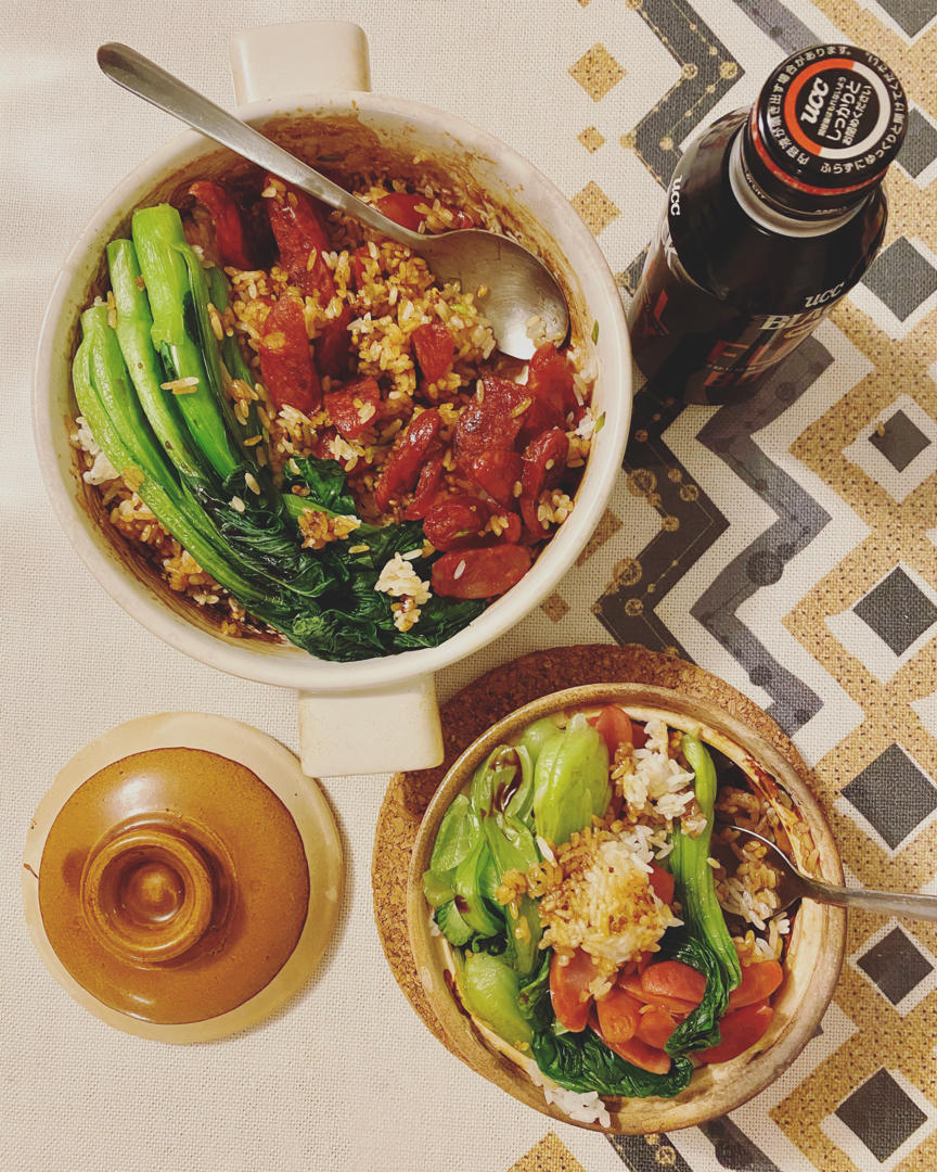 腊味煲仔饭，20分钟饭菜同出