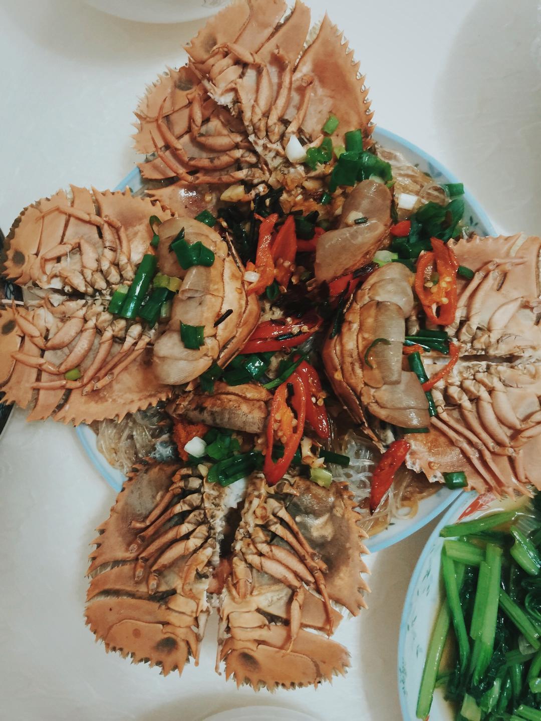 清蒸蒜蓉粉丝虾姑排的做法