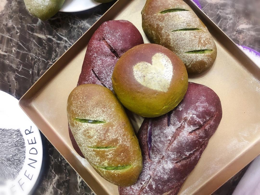 抹茶麻薯红豆软欧