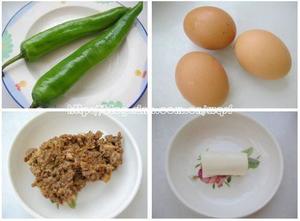 青椒肉末炒鸡蛋的做法 步骤1